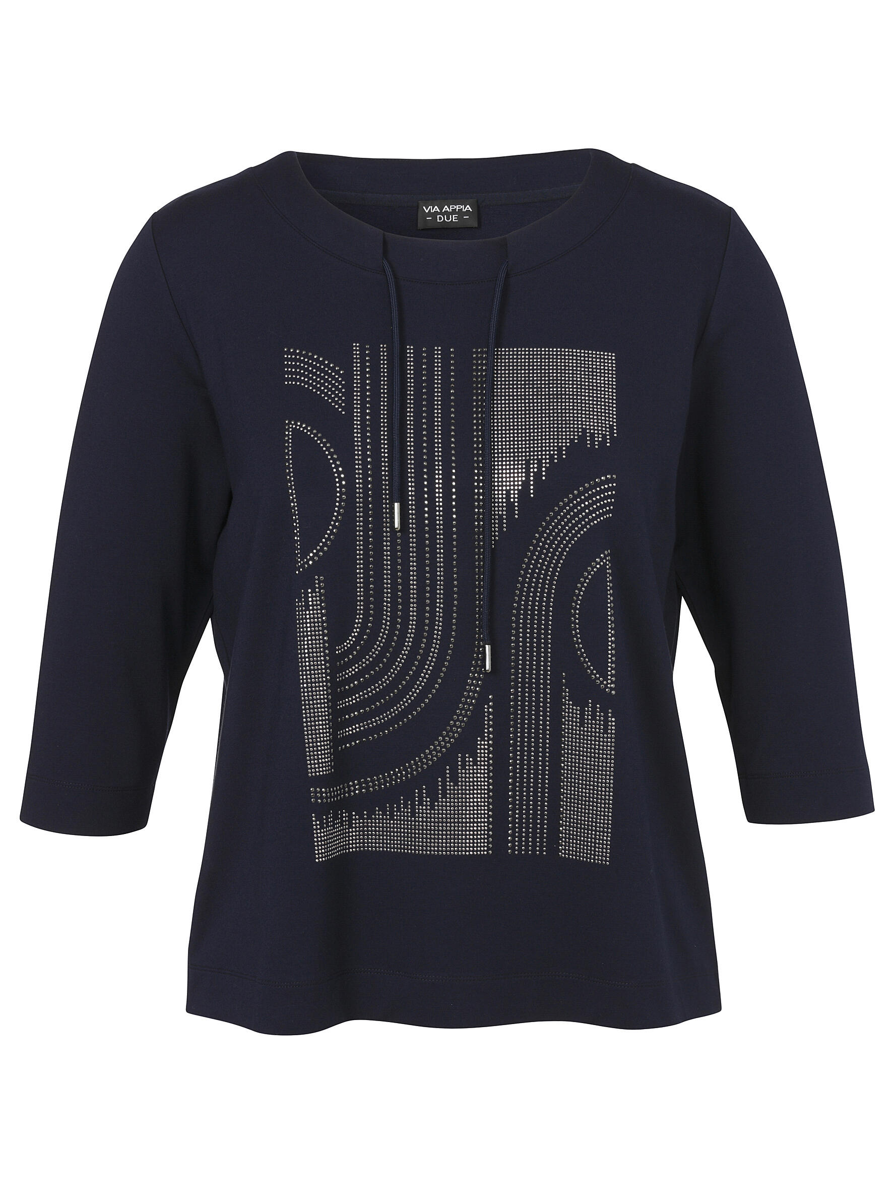 VIA APPIA DUE - Sweatshirt Rundhals 3/4 Arm Motiv dunkelblau - Gr. - 44 von VIA APPIA DUE
