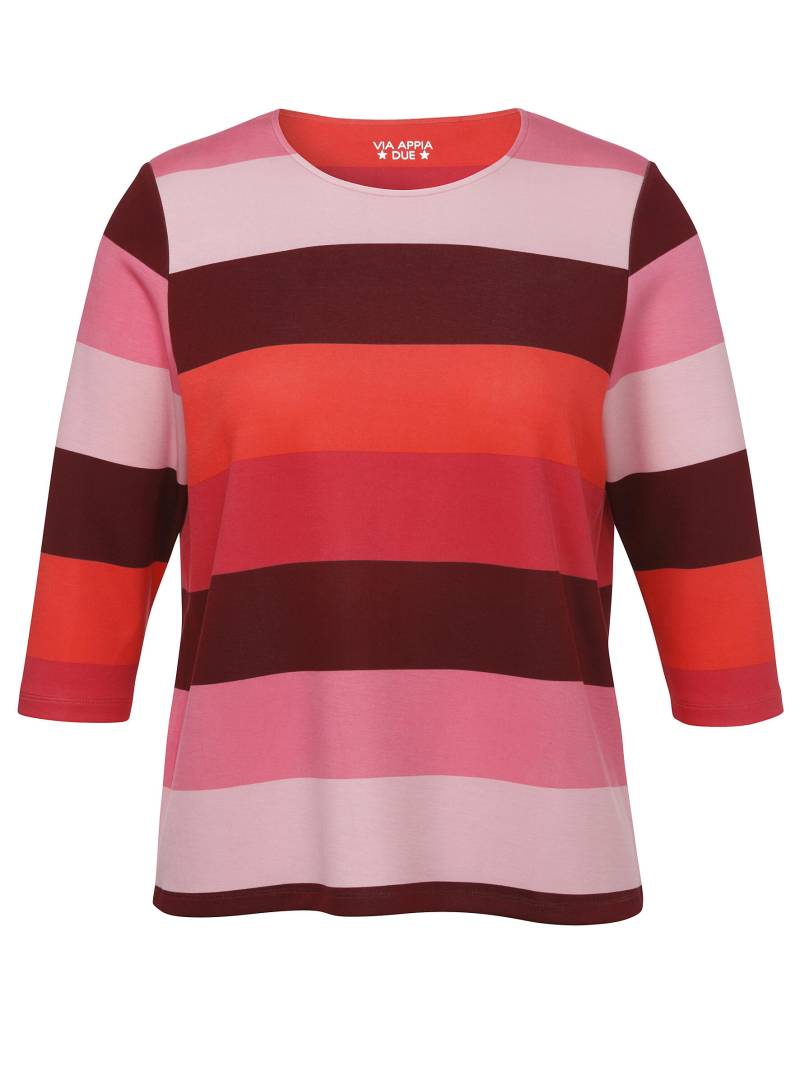 VIA APPIA DUE - Sweatshirt Rundhals 3/4 Arm Ringel rosa multicolor - Gr. - 46 von VIA APPIA DUE