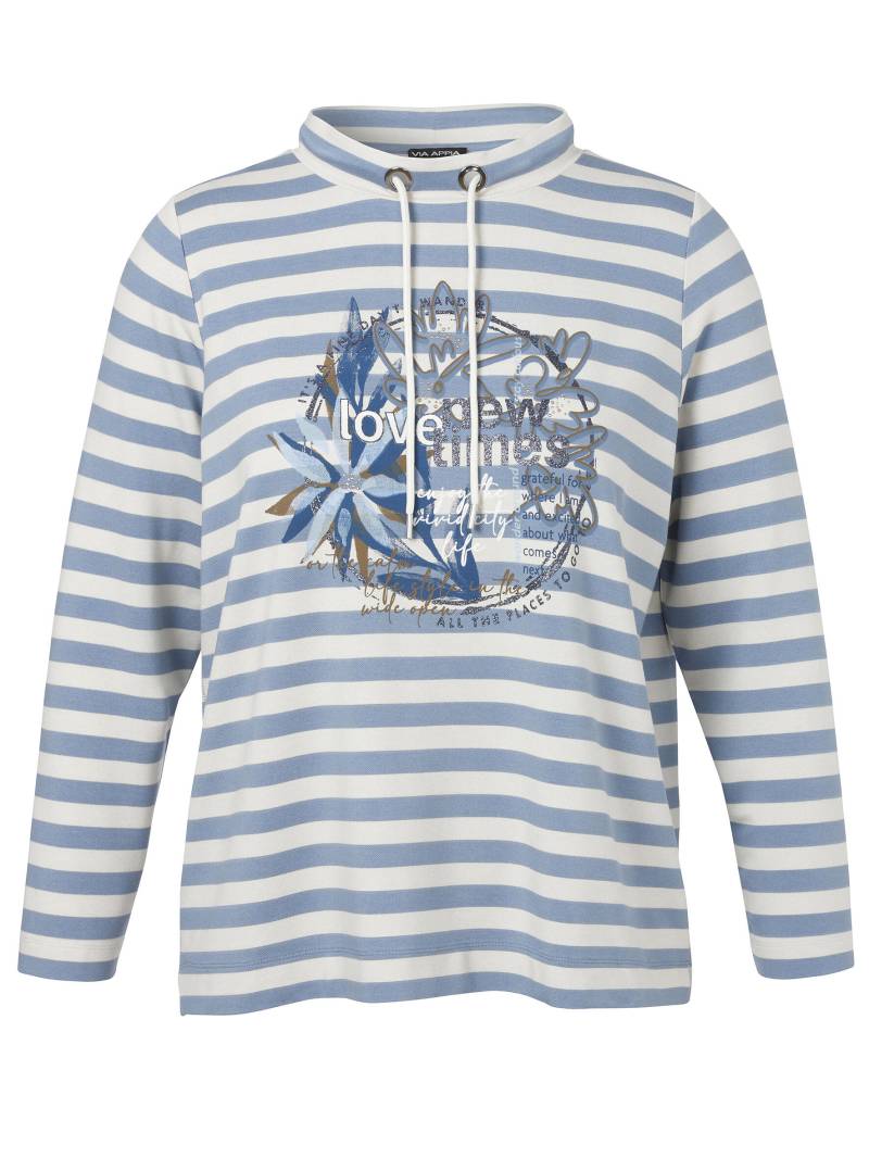 VIA APPIA DUE - Sweatshirt Stehkragen 1/1 Arm Ringel Druck + Motiv bleu multicolor - Gr. - 54 von VIA APPIA DUE