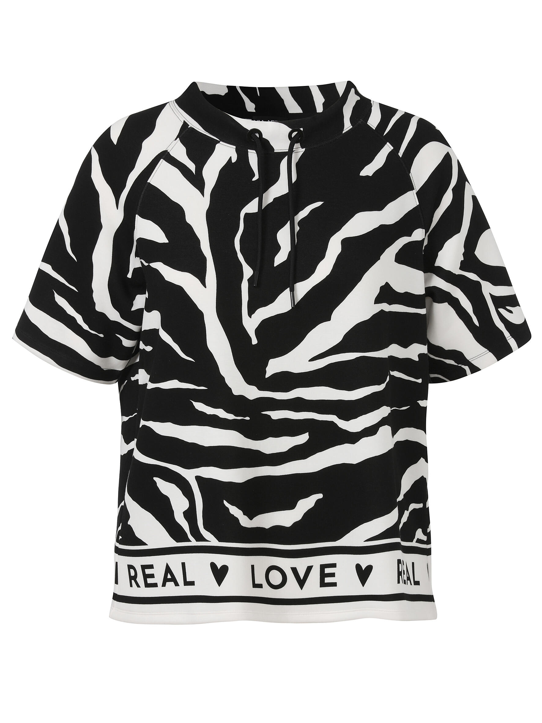 VIA APPIA DUE - Sweatshirt Stehkragen 1/2 Arm Druck schwarz / creme - Gr. - 50 von VIA APPIA DUE