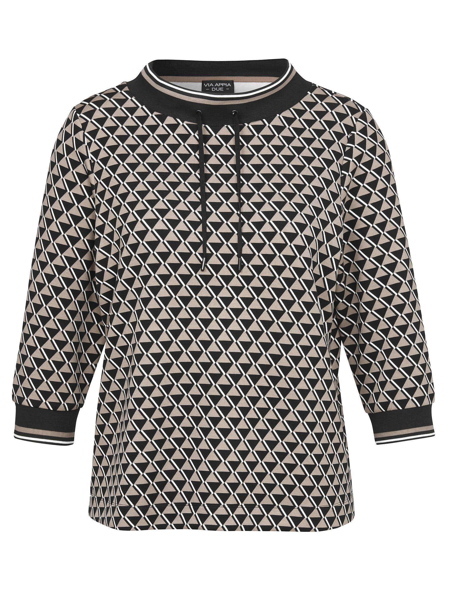 VIA APPIA DUE - Sweatshirt Stehkragen 3/4 Arm Druck schwarz multicolor - Gr. - 46 von VIA APPIA DUE