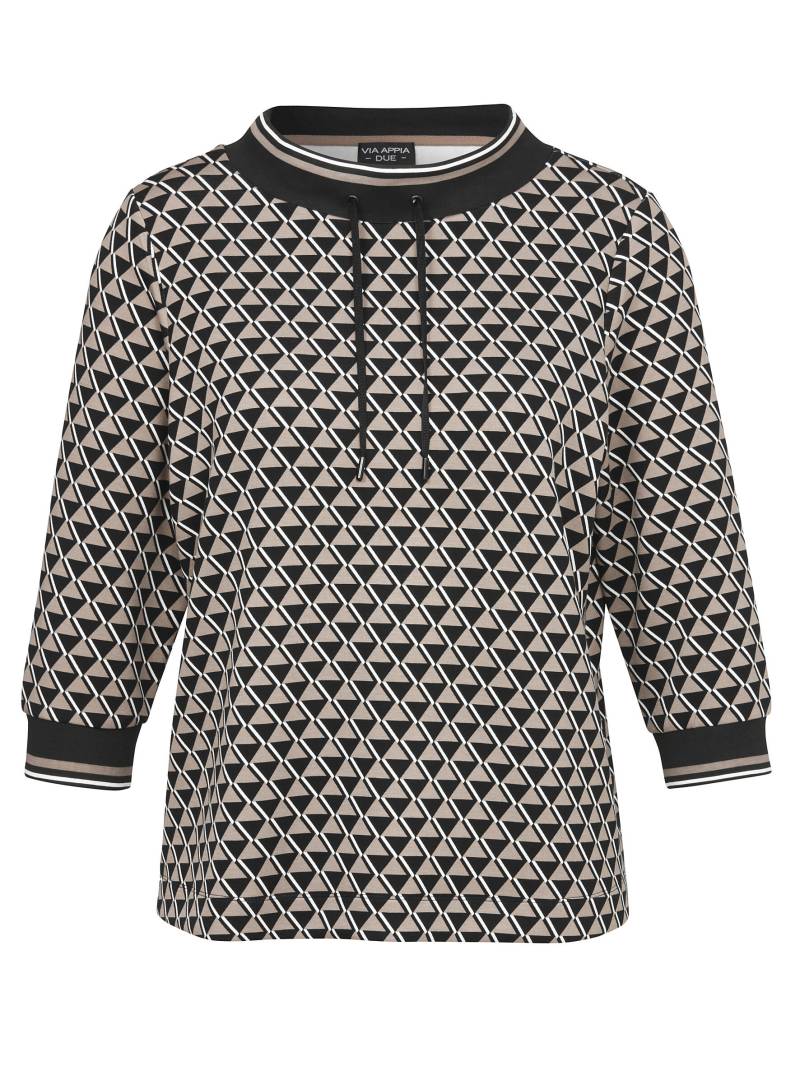VIA APPIA DUE - Sweatshirt Stehkragen 3/4 Arm Druck schwarz multicolor - Gr. - 52 von VIA APPIA DUE