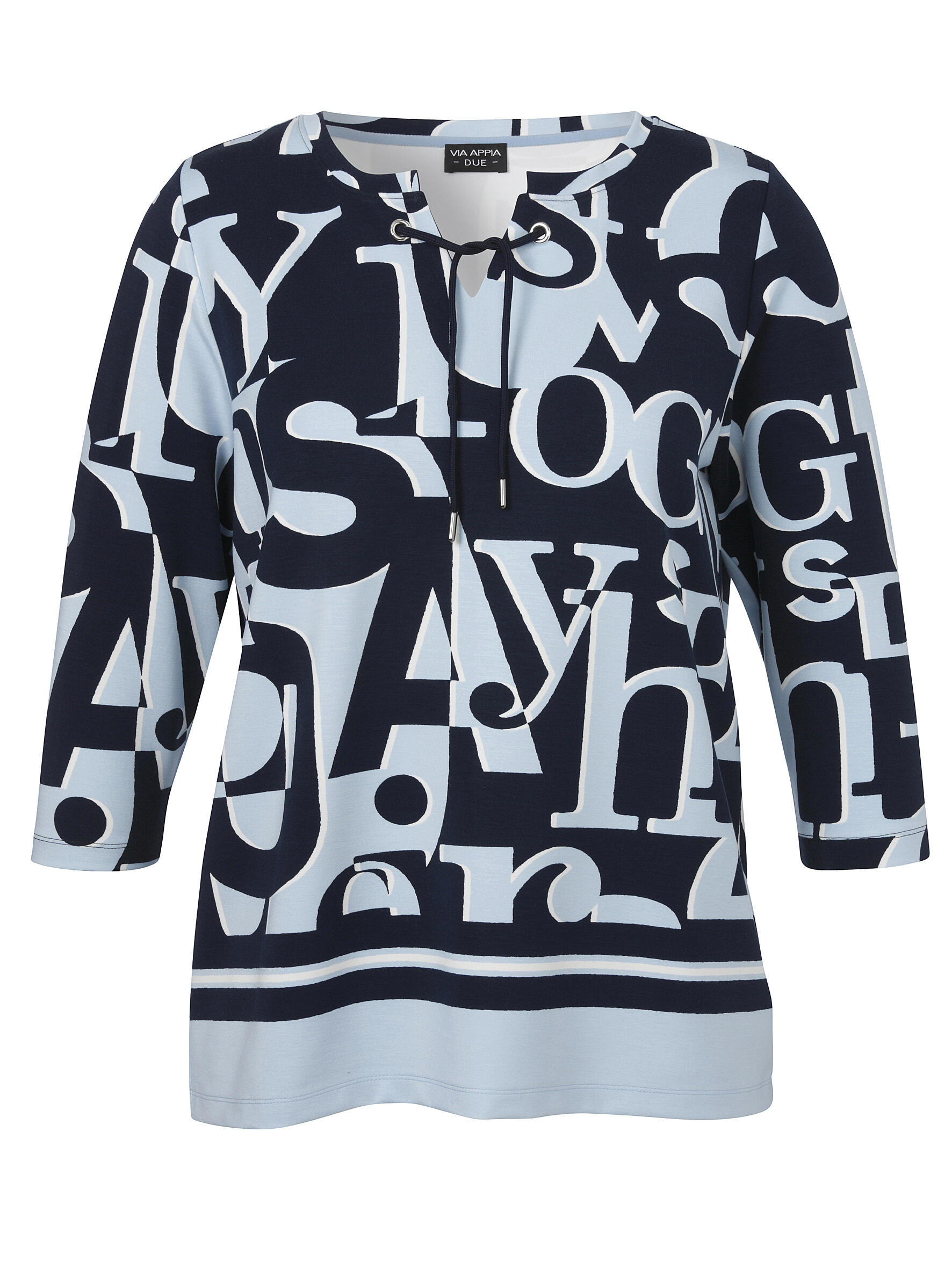 VIA APPIA DUE - Sweatshirt V-Ausschnitt 3/4 Arm eisblau multicolor - Gr. - 46 von VIA APPIA DUE