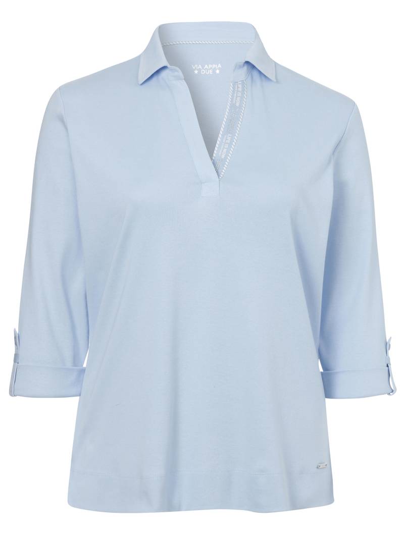 VIA APPIA DUE - T-Shirt Polo 3/4 Arm hellblau / ecru - Gr. - 50 von VIA APPIA DUE
