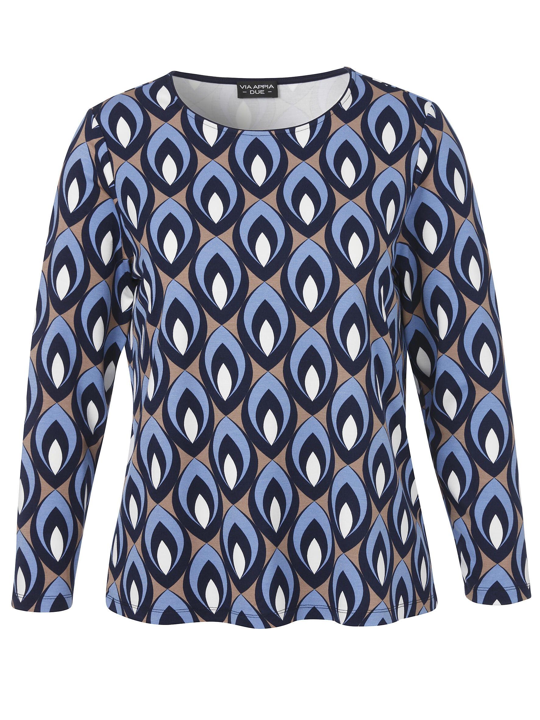 VIA APPIA DUE - T-Shirt Rundhals 1/1 Arm Druck indigo multicolor - Gr. - 50 von VIA APPIA DUE