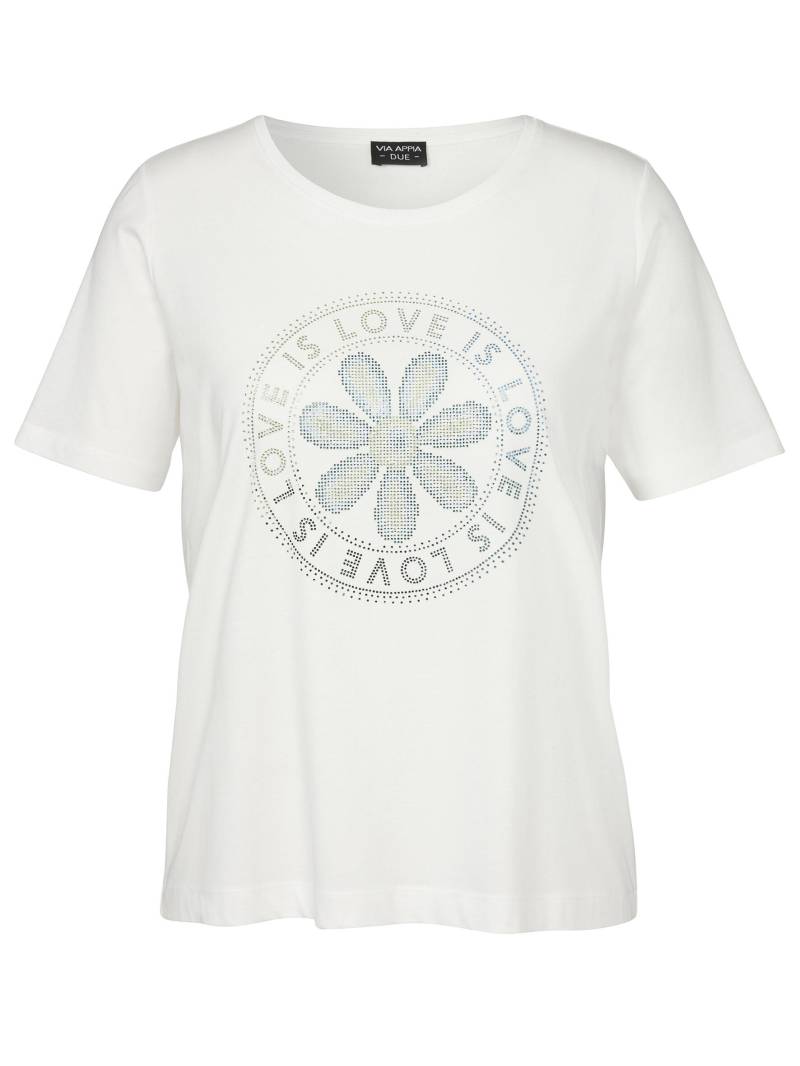 VIA APPIA DUE - T-Shirt Rundhals 1/1 Arm Motiv Strass ecru multicolor - Gr. - 44 von VIA APPIA DUE