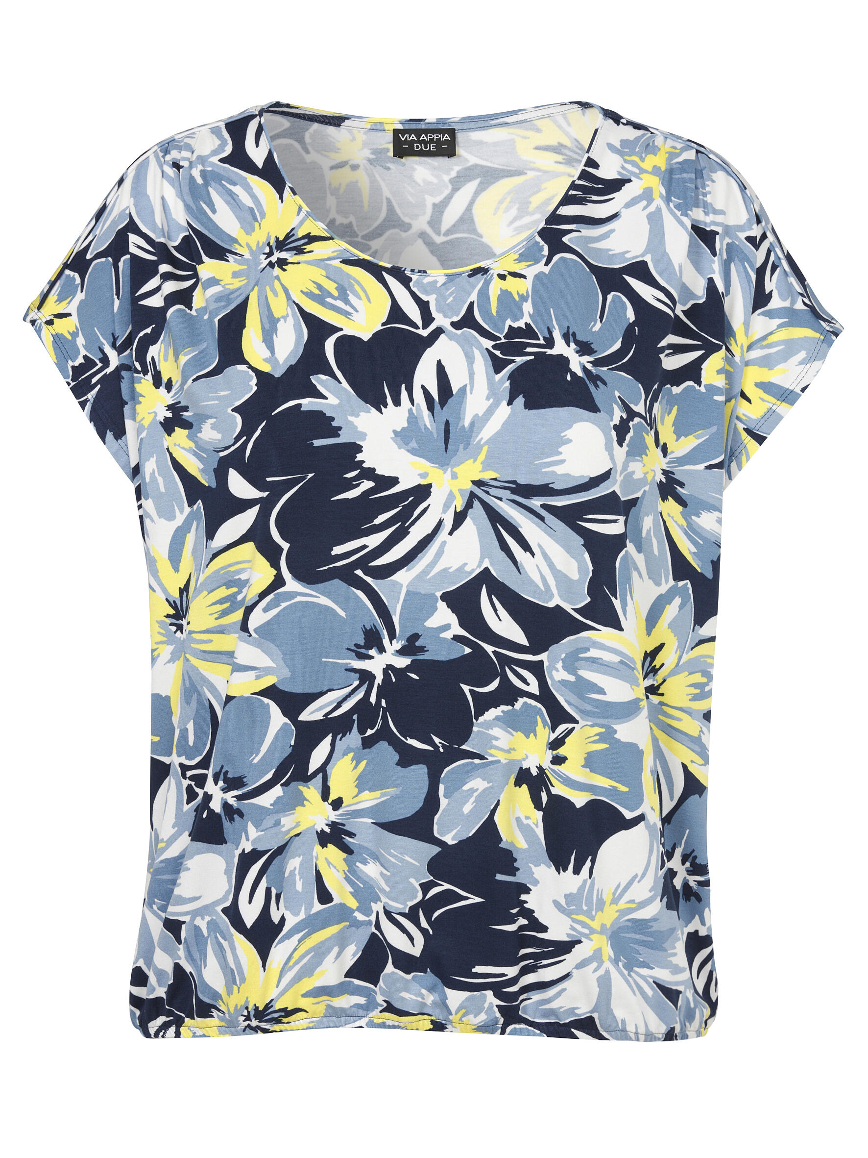 VIA APPIA DUE - T-Shirt Rundhals 1/2 Arm Druck indigo multicolor - Gr. - 50 von VIA APPIA DUE