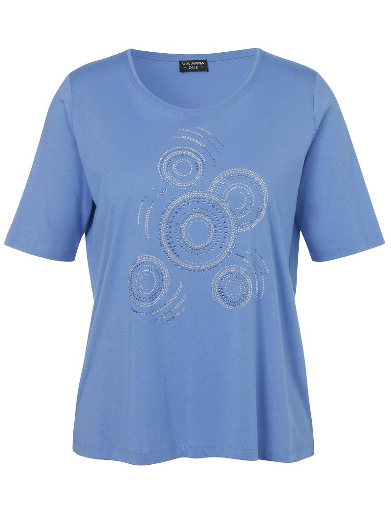 VIA APPIA DUE - T-Shirt Rundhals 1/2 Arm Motiv Strass bleu - Gr. - 46 von VIA APPIA DUE