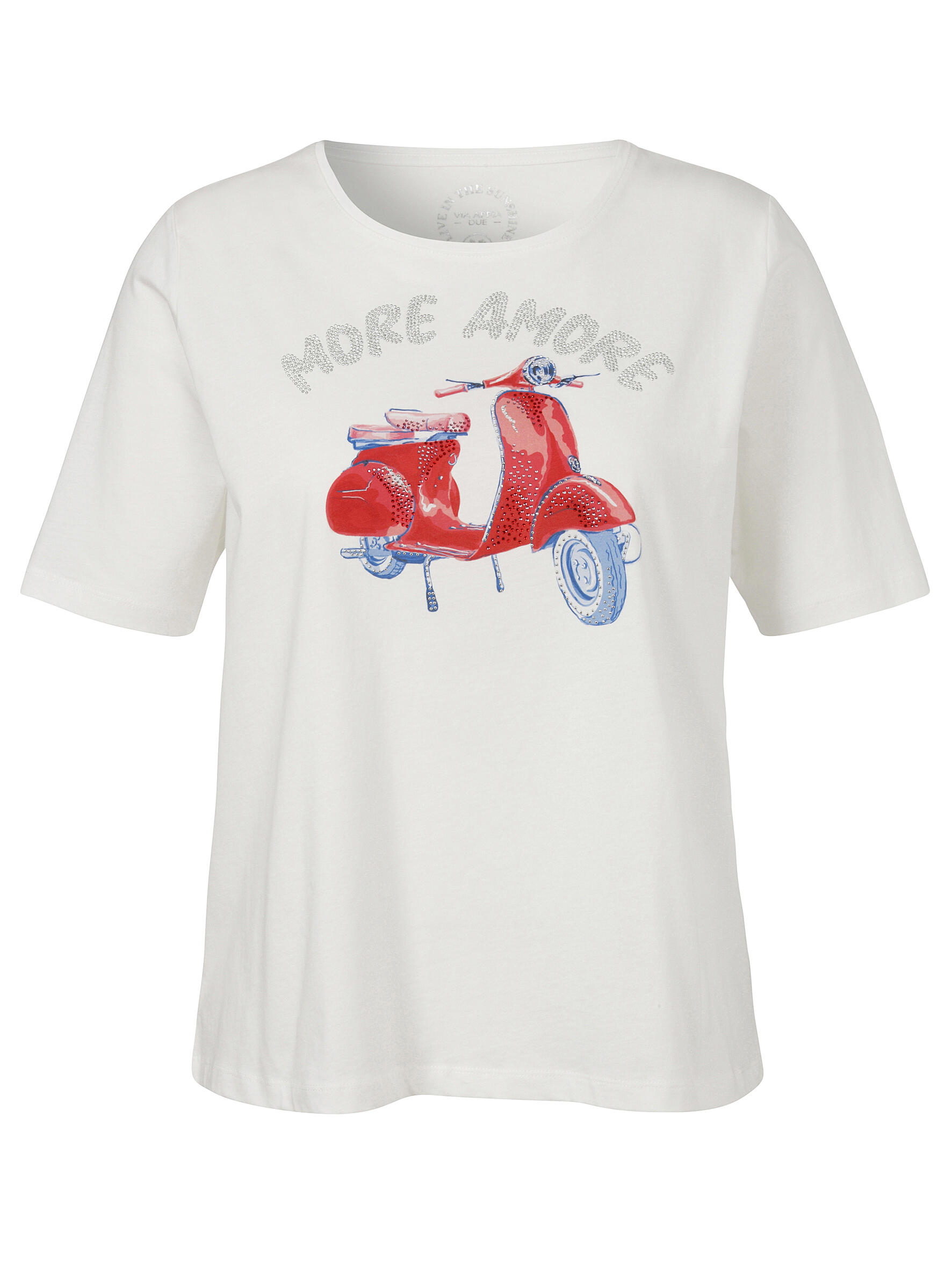 VIA APPIA DUE - T-Shirt Rundhals 1/2 Arm Motiv Strass ecru multicolor - Gr. - 44 von VIA APPIA DUE
