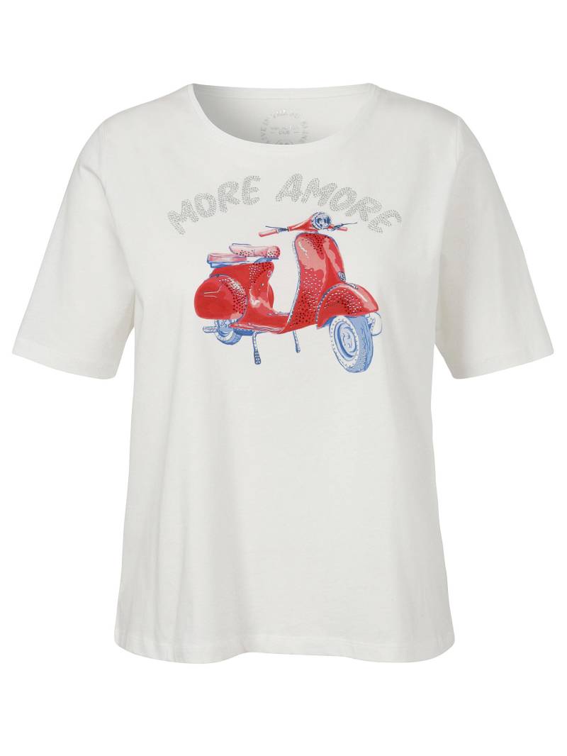 VIA APPIA DUE - T-Shirt Rundhals 1/2 Arm Motiv Strass ecru multicolor - Gr. - 44 von VIA APPIA DUE