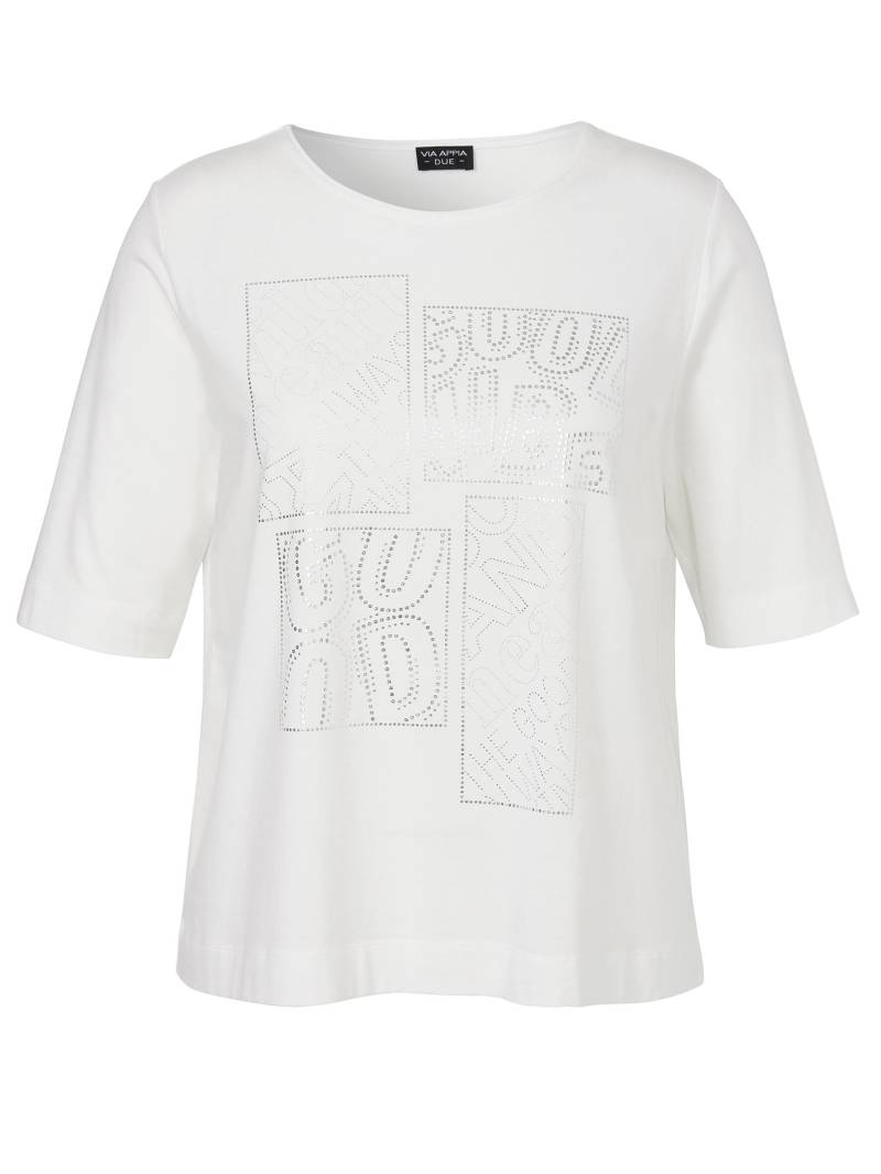 VIA APPIA DUE - T-Shirt Rundhals 1/2 Arm Motiv ecru - Gr. - 46 von VIA APPIA DUE