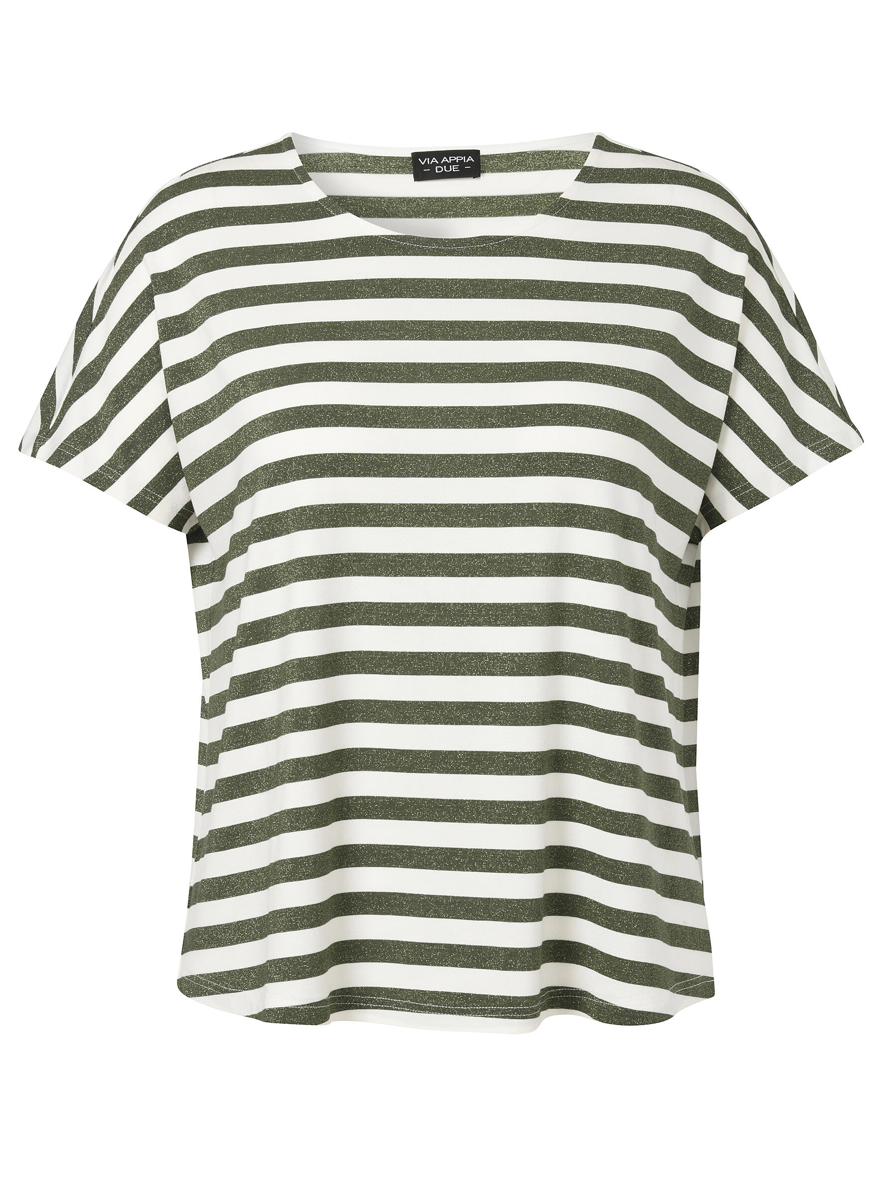 VIA APPIA DUE - T-Shirt Rundhals 1/2 Arm Ringel khaki / ecru - Gr. - 44 von VIA APPIA DUE