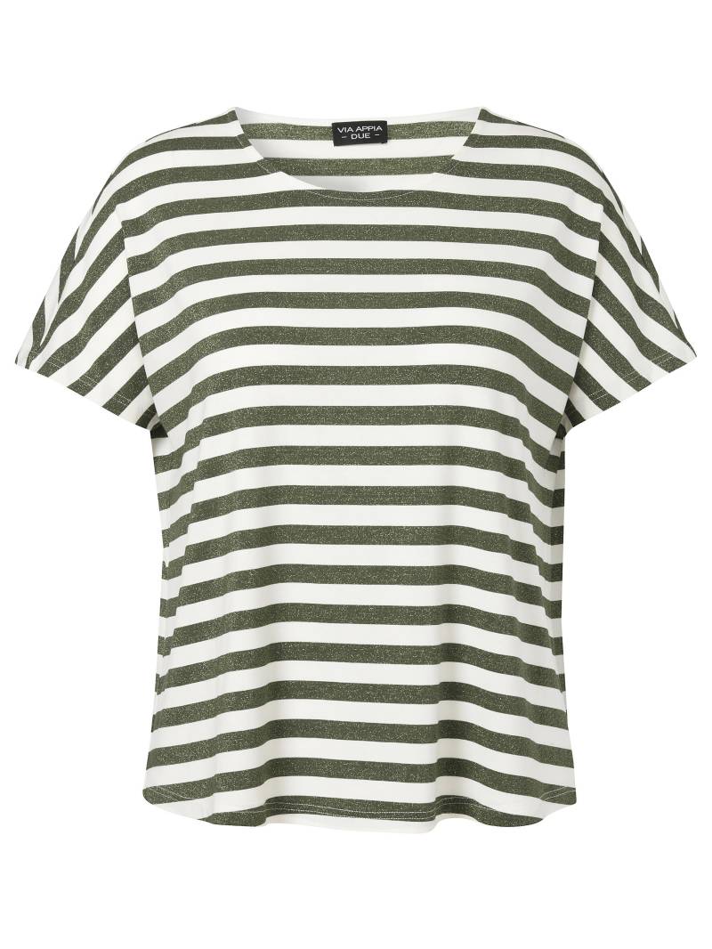 VIA APPIA DUE - T-Shirt Rundhals 1/2 Arm Ringel khaki / ecru - Gr. - 44 von VIA APPIA DUE