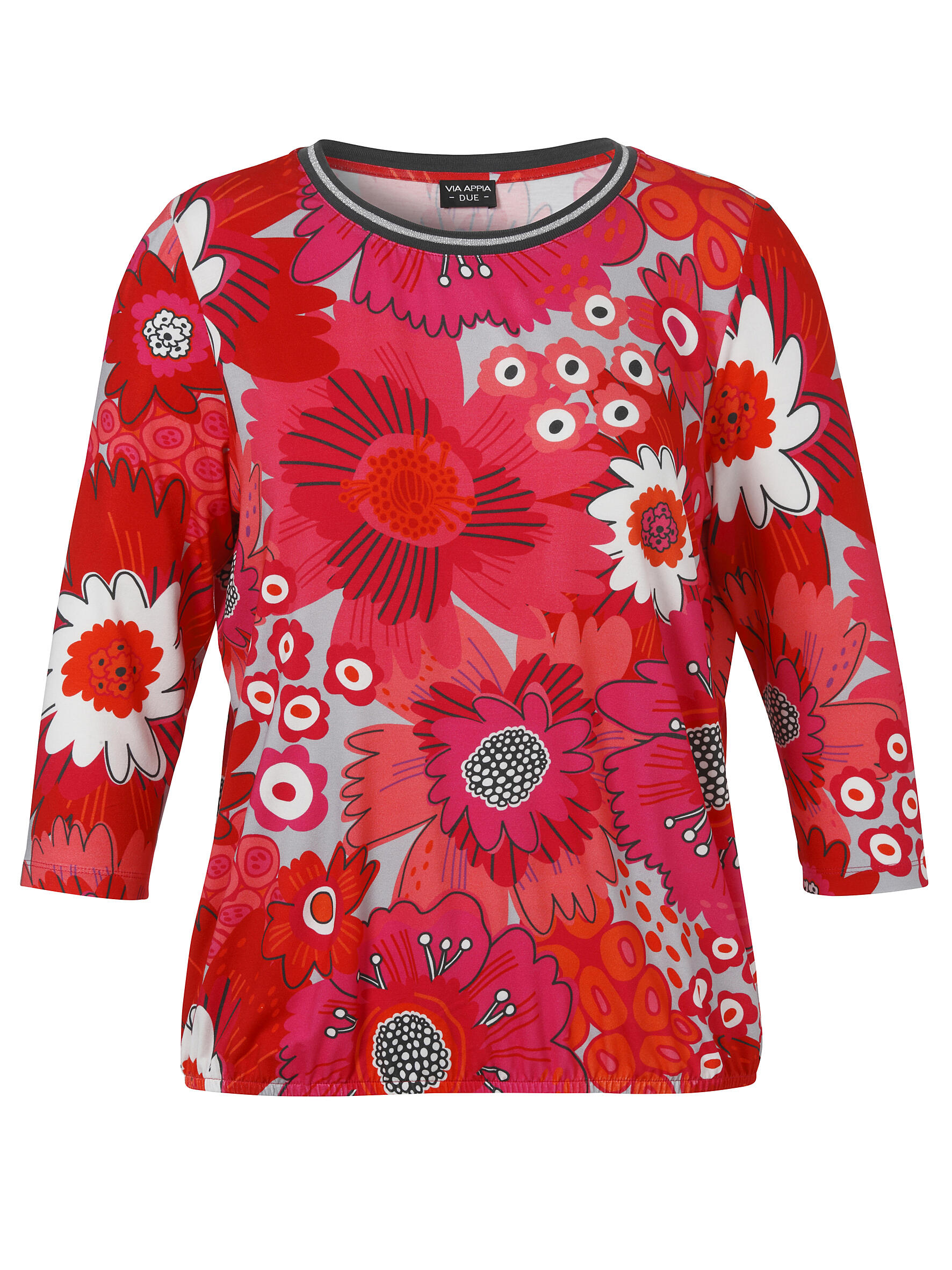 VIA APPIA DUE - T-Shirt Rundhals 3/4 Arm Druck rot multicolor - Gr. - 50 von VIA APPIA DUE