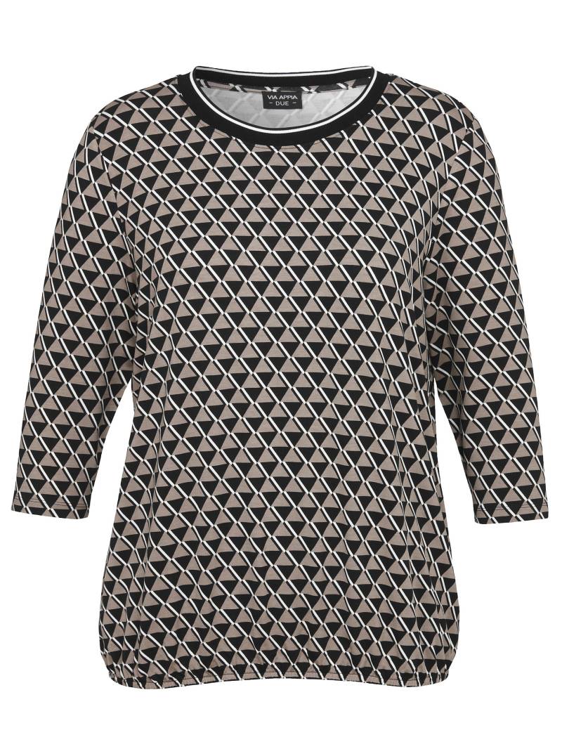 VIA APPIA DUE - T-Shirt Rundhals 3/4 Arm Druck schwarz multicolor - Gr. - 48 von VIA APPIA DUE