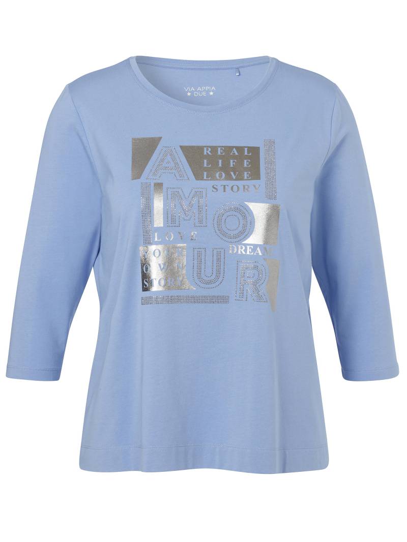 VIA APPIA DUE - T-Shirt Rundhals 3/4 Arm Motiv Strass rauchblau multicolor - Gr. - 50 von VIA APPIA DUE