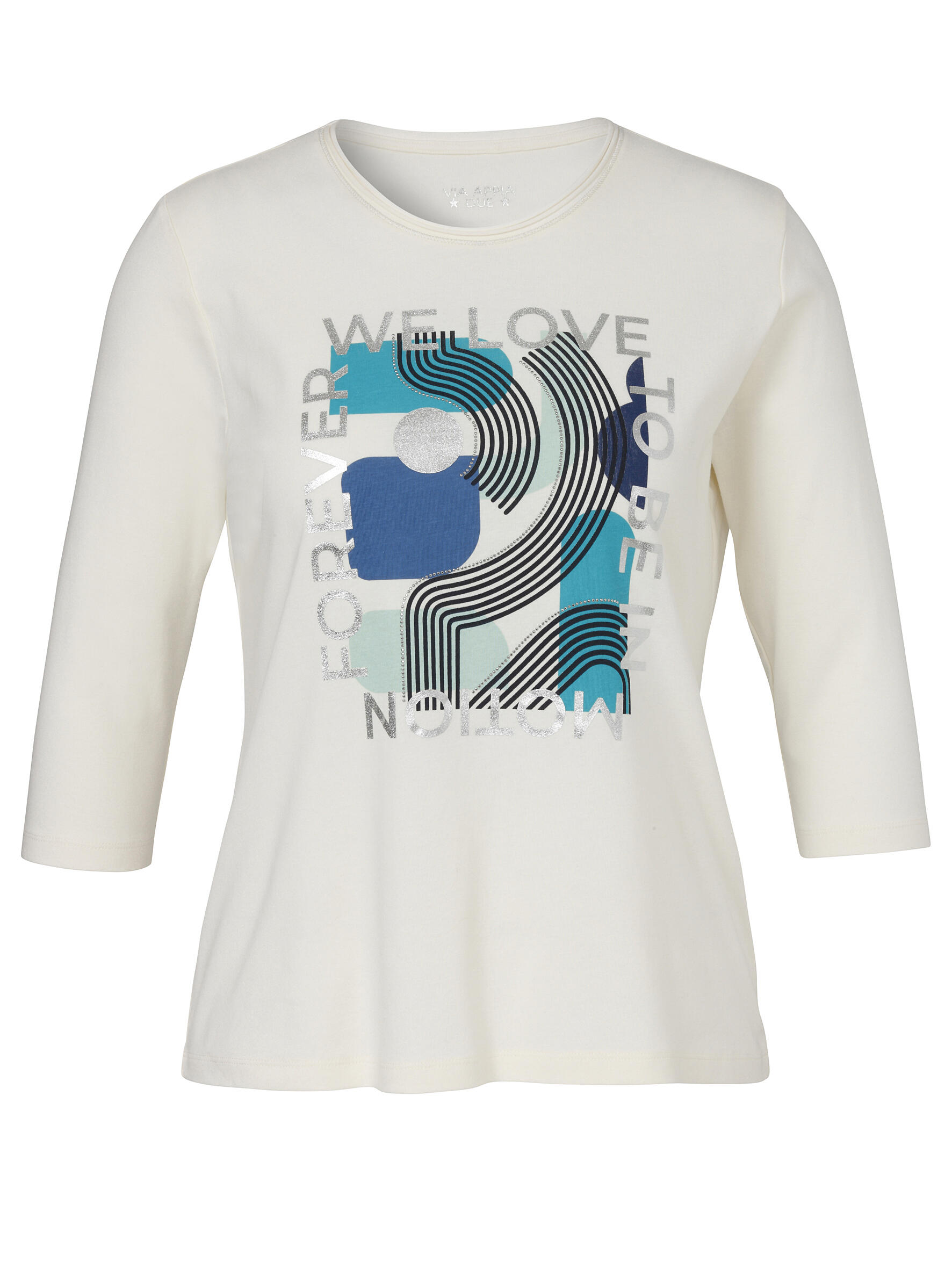 VIA APPIA DUE - T-Shirt Rundhals 3/4 Arm Motiv creme multicolor - Gr. - 46 von VIA APPIA DUE