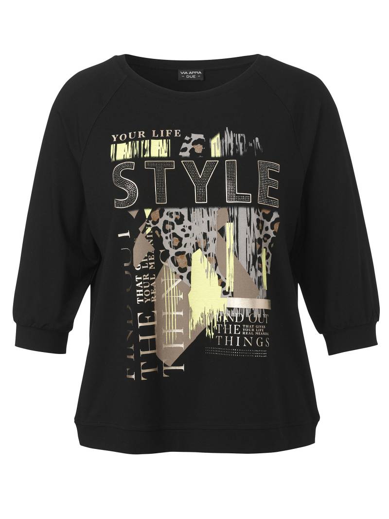 VIA APPIA DUE - T-Shirt Rundhals 3/4 Arm Motiv schwarz multicolor - Gr. - 46 von VIA APPIA DUE