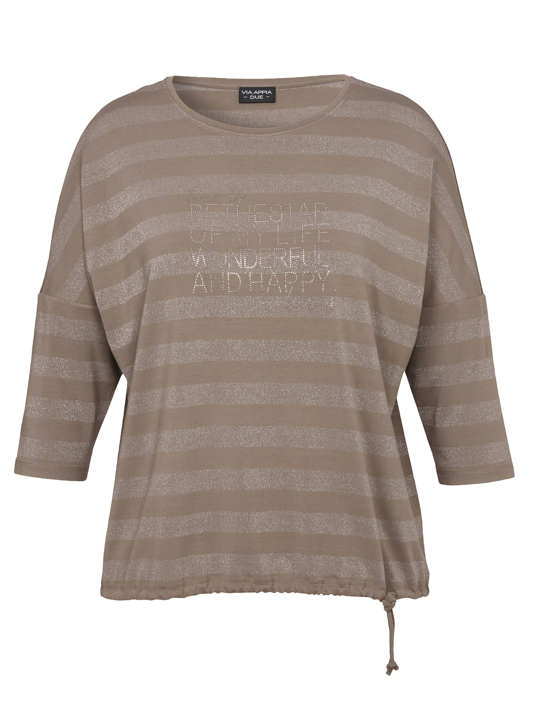 VIA APPIA DUE - T-Shirt Rundhals 3/4 Arm Ringel Motiv mokka multicolor - Gr. - 44 von VIA APPIA DUE