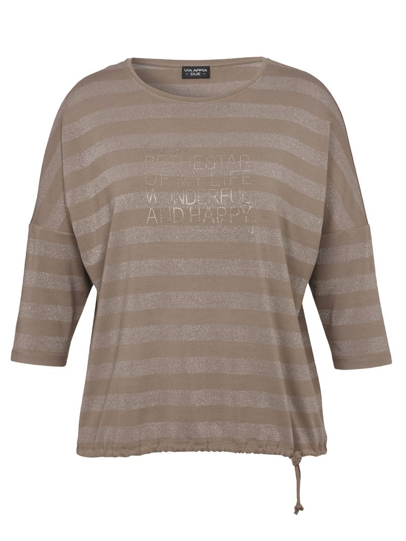 VIA APPIA DUE - T-Shirt Rundhals 3/4 Arm Ringel Motiv mokka multicolor - Gr. - 50 von VIA APPIA DUE
