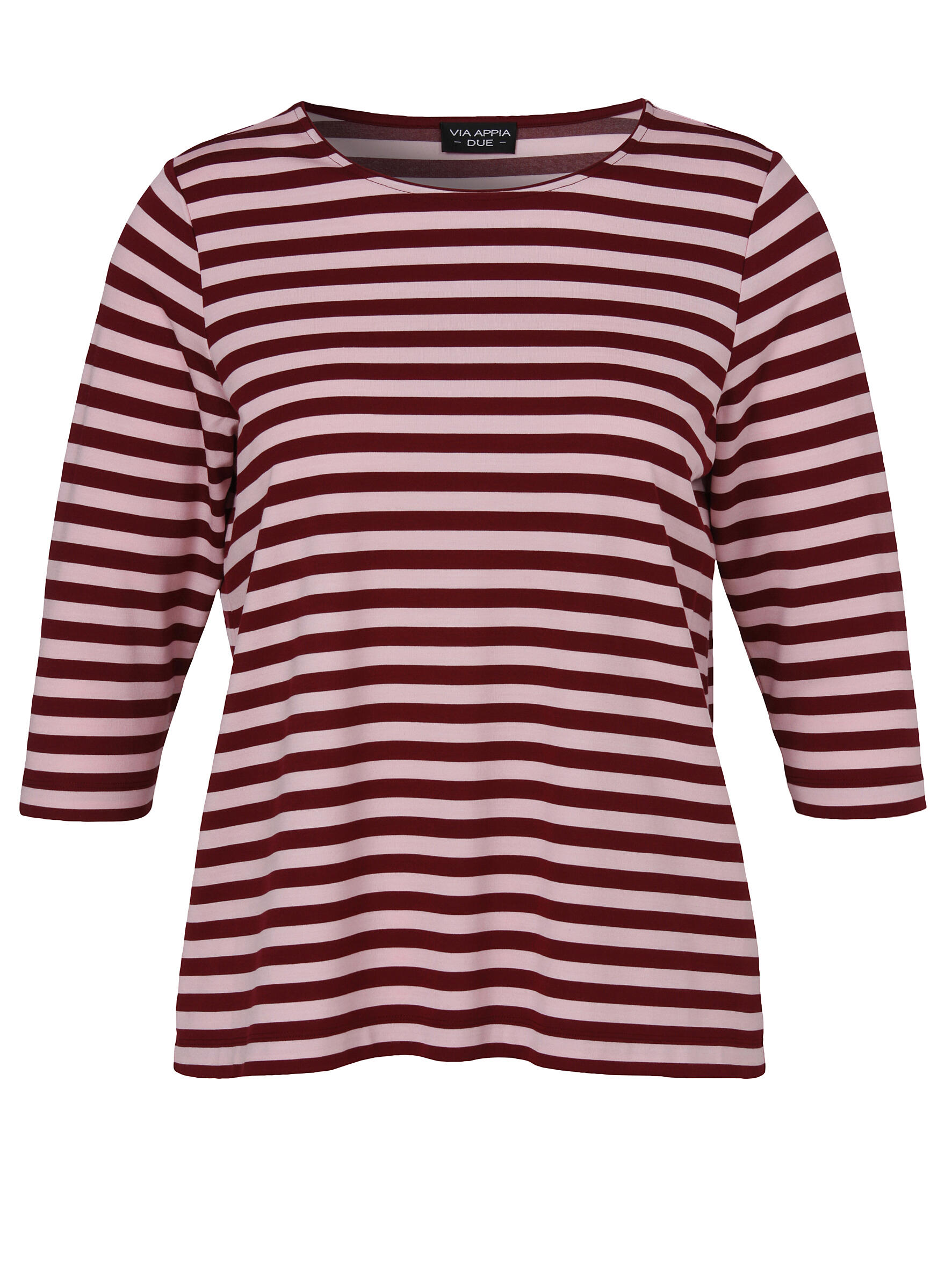 VIA APPIA DUE - T-Shirt Rundhals 3/4 Arm Ringel beere / rosa - Gr. - 44 von VIA APPIA DUE