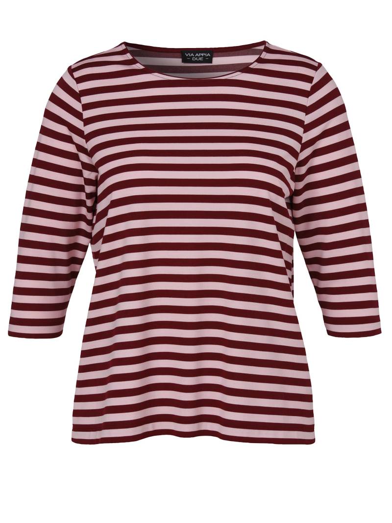 VIA APPIA DUE - T-Shirt Rundhals 3/4 Arm Ringel beere / rosa - Gr. - 44 von VIA APPIA DUE