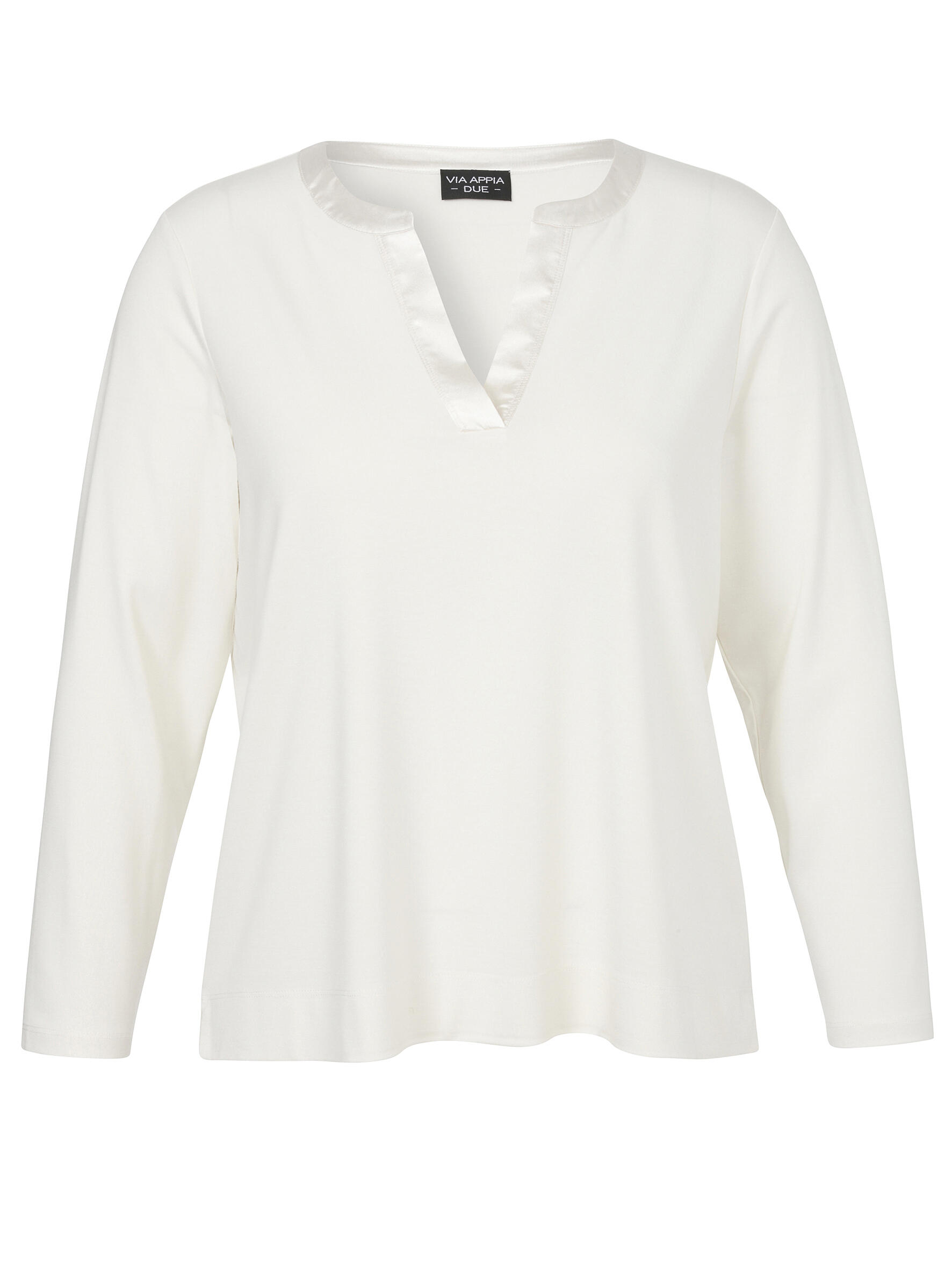 VIA APPIA DUE - T-Shirt V-Ausschnitt 1/1 Arm Materialmix creme - Gr. - 48 von VIA APPIA DUE