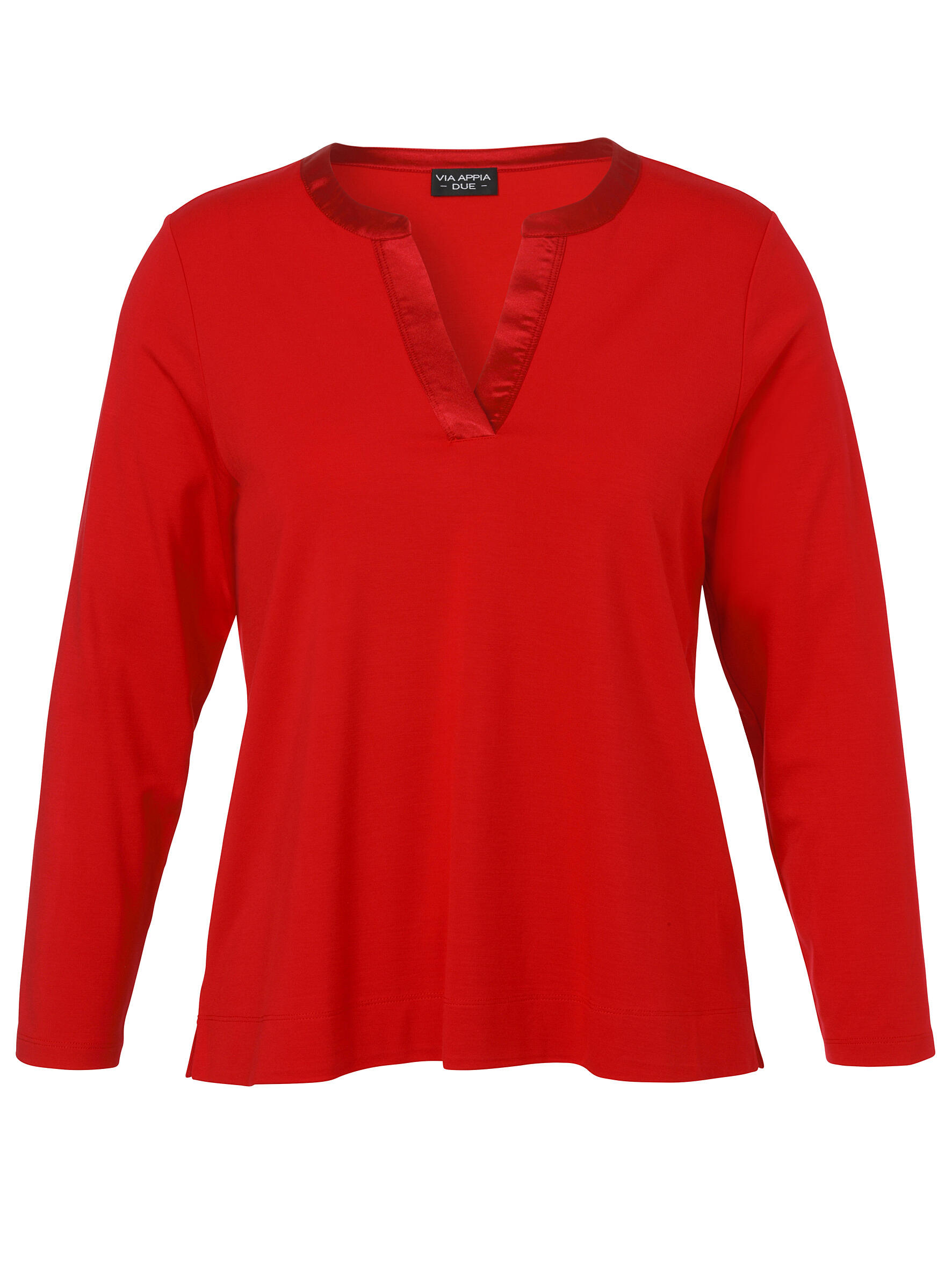 VIA APPIA DUE - T-Shirt V-Ausschnitt 1/1 Arm Materialmix rot - Gr. - 50 von VIA APPIA DUE