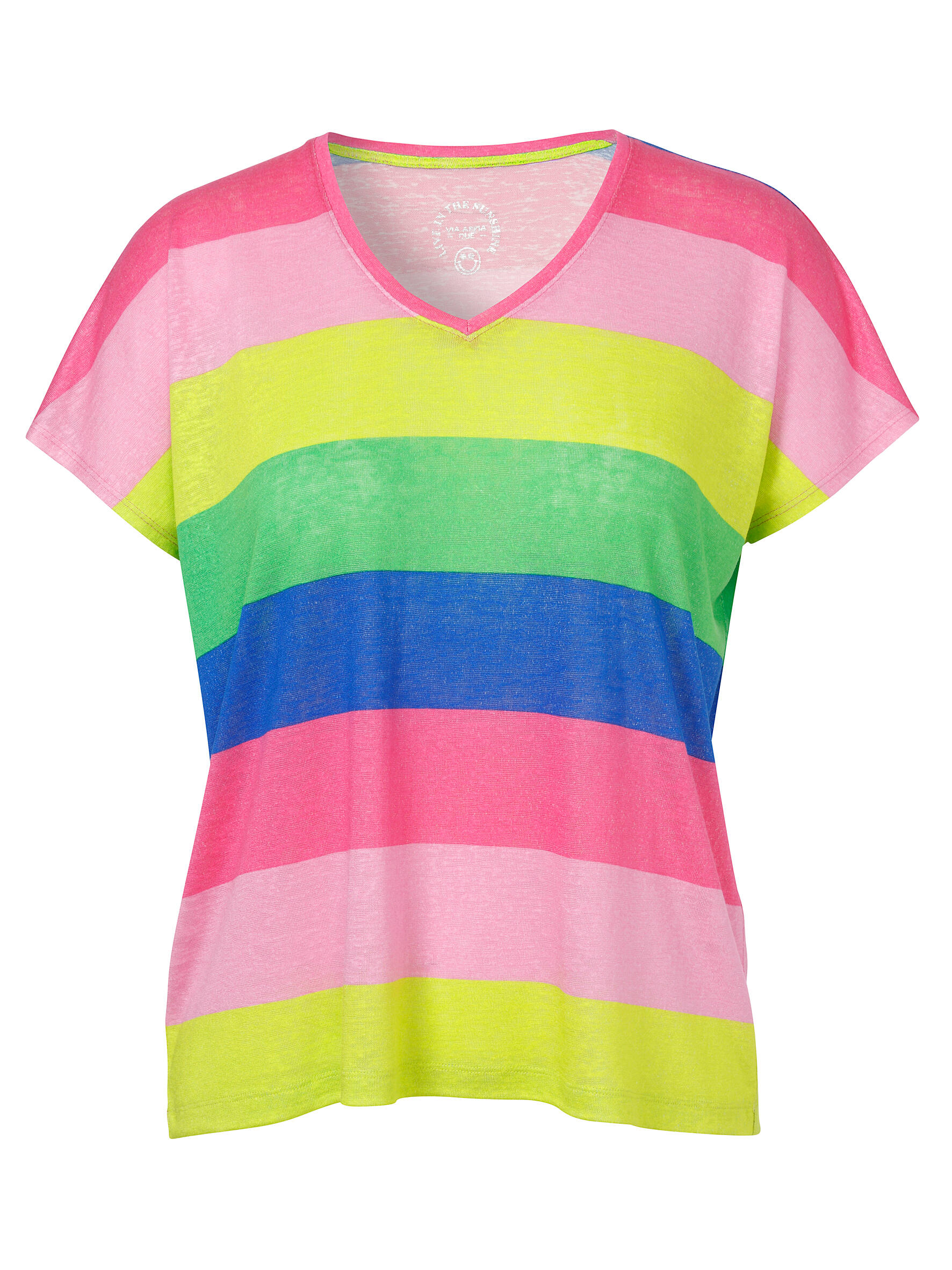 VIA APPIA DUE - T-Shirt V-Ausschnitt 1/2 Arm Druck flamingo multicolor - Gr. - 52 von VIA APPIA DUE