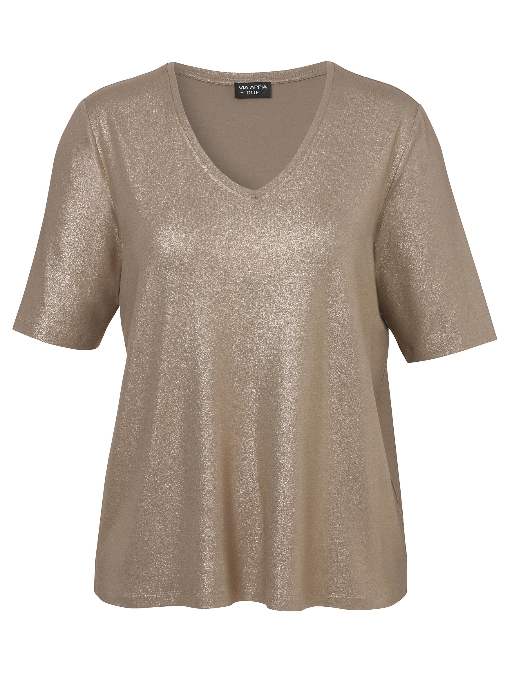 VIA APPIA DUE - T-Shirt V-Ausschnitt 1/2 Arm Druck mokka - Gr. - 46 von VIA APPIA DUE