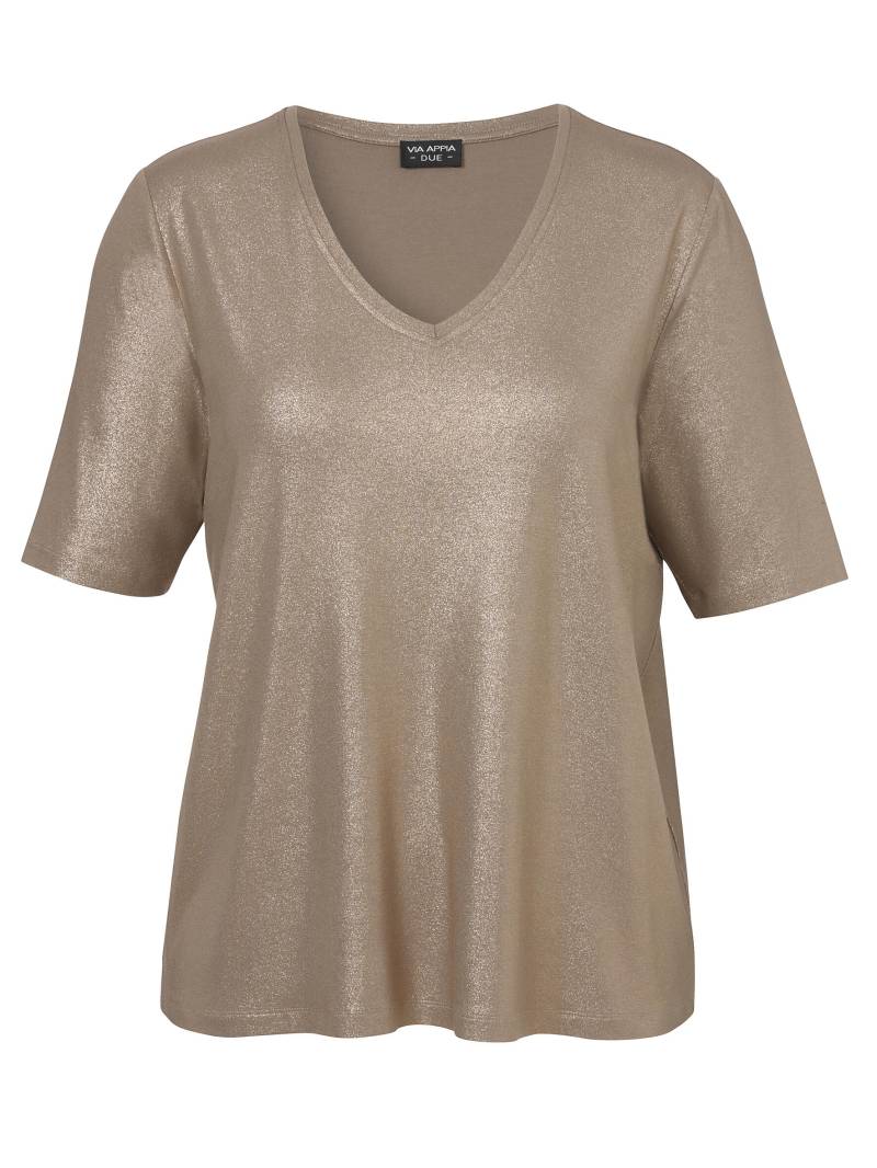 VIA APPIA DUE - T-Shirt V-Ausschnitt 1/2 Arm Druck mokka - Gr. - 48 von VIA APPIA DUE