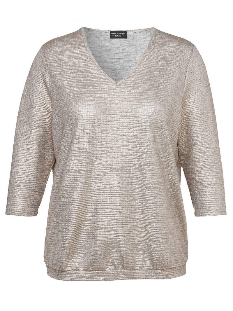 VIA APPIA DUE - T-Shirt V-Ausschnitt 3/4 Arm Foliendruck mokka multicolor - Gr. - 52 von VIA APPIA DUE