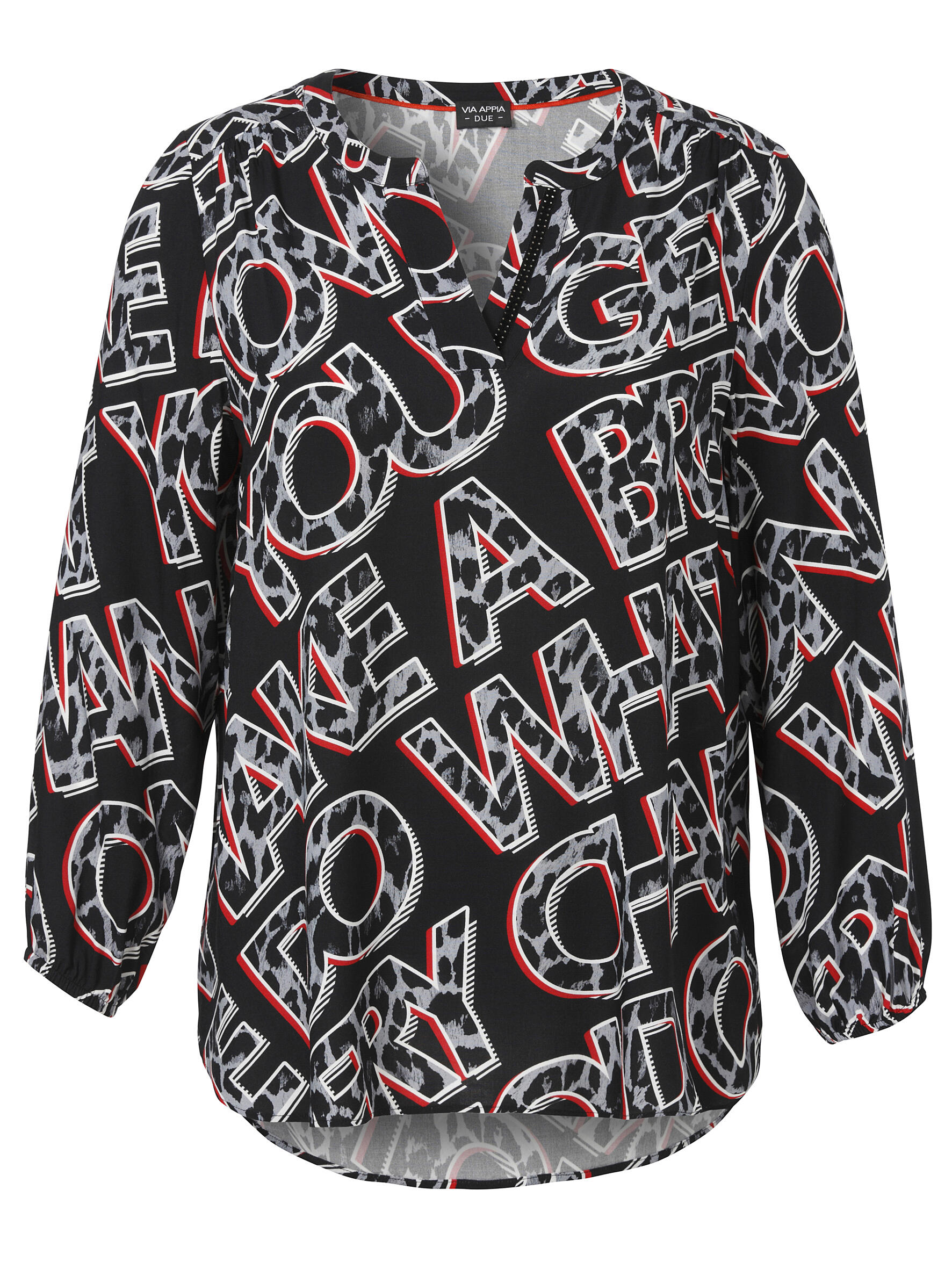VIA APPIA DUE - Tunika V-Ausschnitt 1/1 Arm Druck schwarz multicolor - Gr. - 44 von VIA APPIA DUE