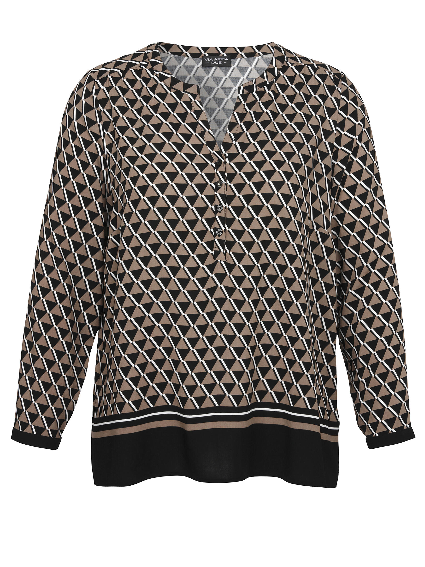 VIA APPIA DUE - Tunika V-Ausschnitt 1/1 Arm Druck schwarz multicolor - Gr. - 52 von VIA APPIA DUE