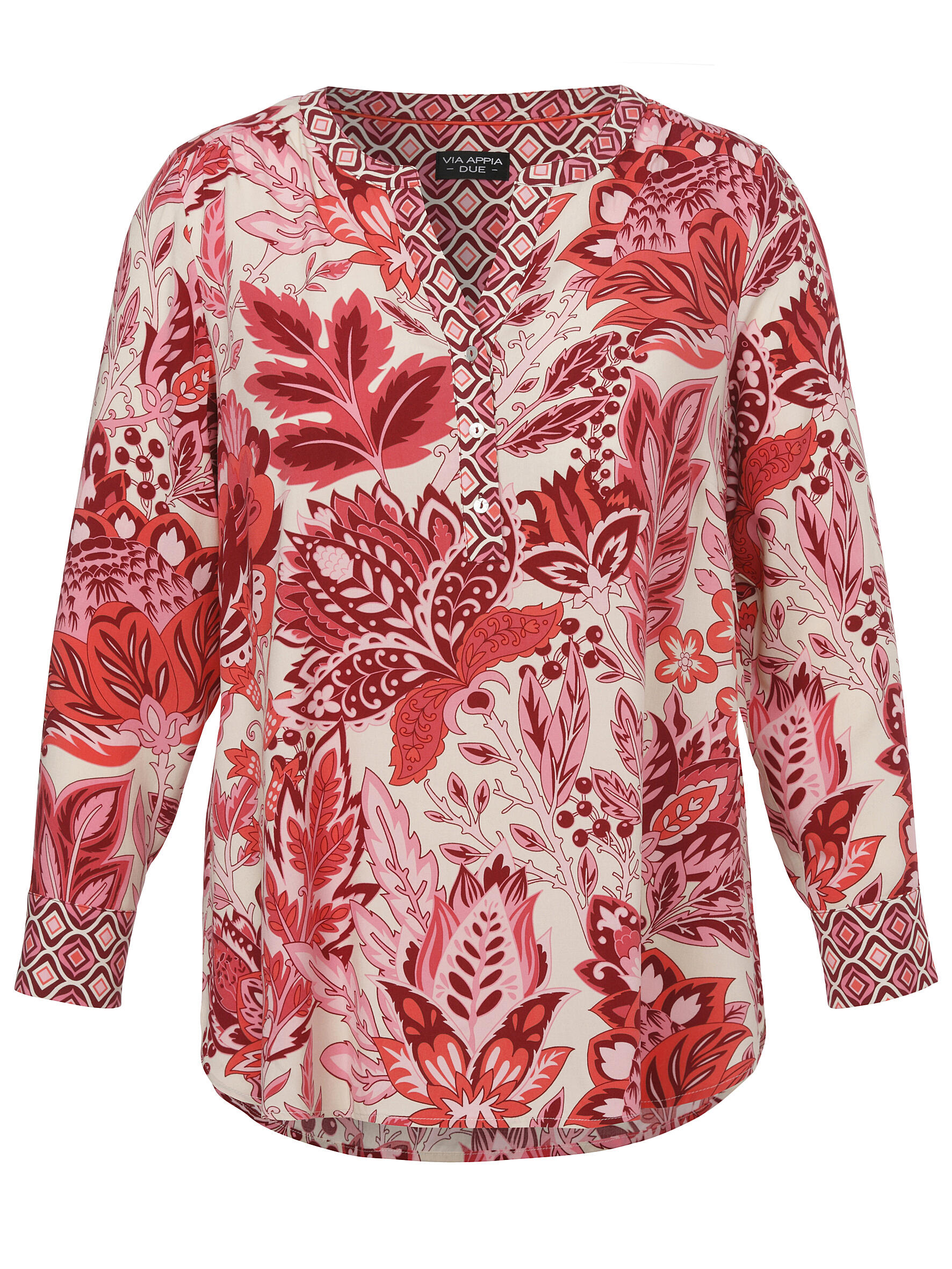 VIA APPIA DUE - Tunika V-Ausschnitt 1/1 Arm rosa multicolor - Gr. - 50 von VIA APPIA DUE