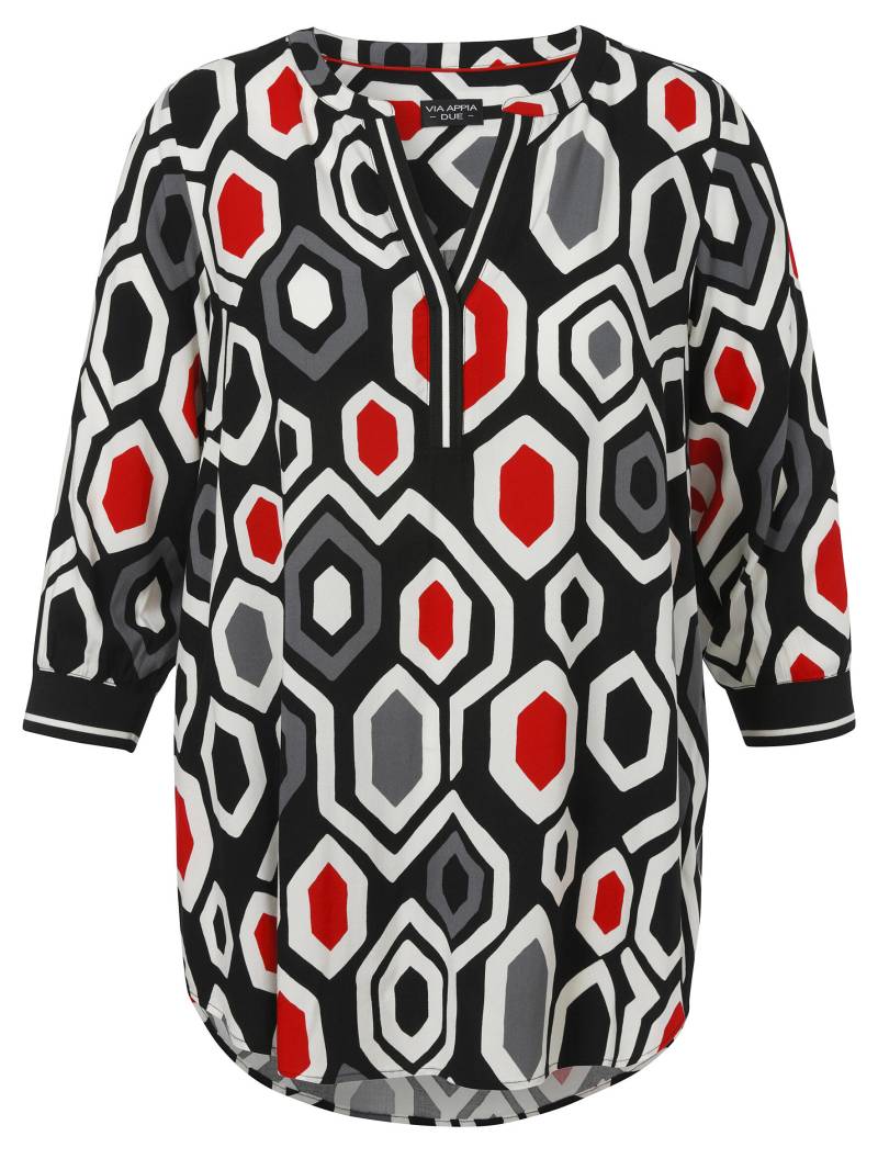 VIA APPIA DUE - Tunika V-Ausschnitt 3/4 Arm Druck schwarz multicolor - Gr. - 48 von VIA APPIA DUE