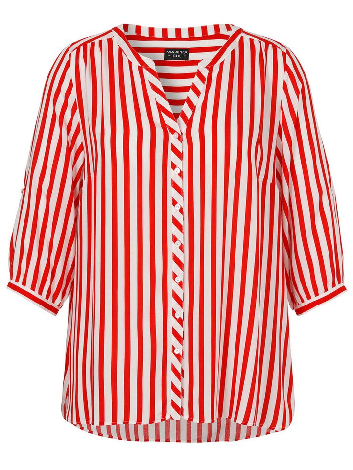 VIA APPIA Langarmbluse Bluse V-Ausschnitt 3/4 Arm Druck Streifen von VIA APPIA