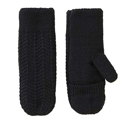 VIA BY SKL STYLE Damen Recycled Knit Mittens Fäustlinge, Schwarz, Einheitsgröße (2er Pack) von VIA BY SKL STYLE
