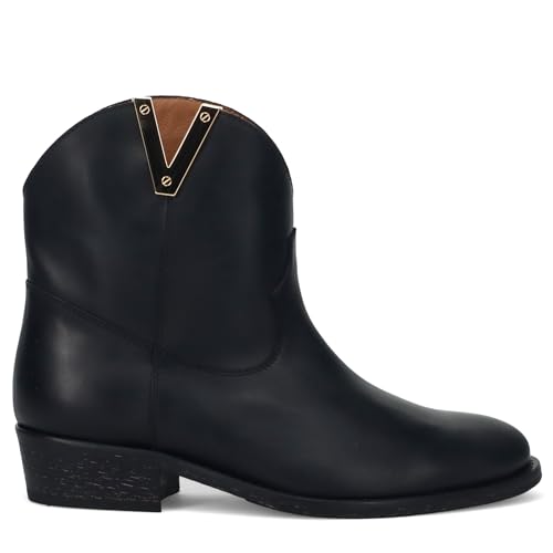 VIA ROMA 15 Stiefelette Camperos Leder schwarz mit V Gold - 3946 Malibù Gr, Schwarz , 40 EU von VIA ROMA 15