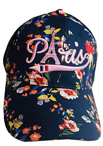 Vianaya Cap Paris Eiffelturm – Blumen auf grünem Hintergrund Marineblau – Stil: Junge und Casual – Stickerei mit Relief von Xamic