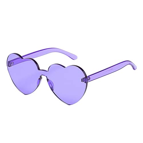 VIAS Retro Herz brille Damen Randlose Bunte Sonnenbrille, Herz-Effekt Beugungsbrille, Sonnenbrille für Strand, SommerAbschlussball, Feste, Kostüm Zubehör (lila) von VIAS