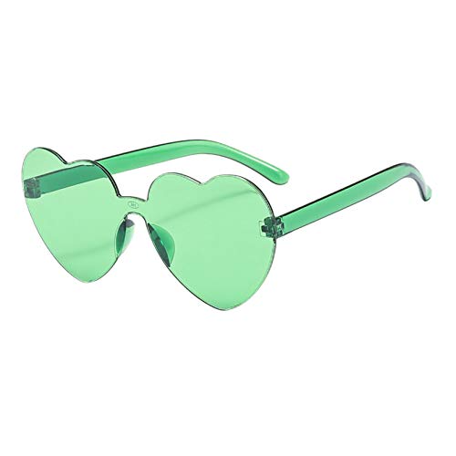 VIAS Retro Herz brille Damen Randlose Bunte Sonnenbrille, Herz-Effekt Beugungsbrille, Sonnenbrille für Strand, SommerAbschlussball, Feste, Kostüm Zubehör (Grün) von VIAS