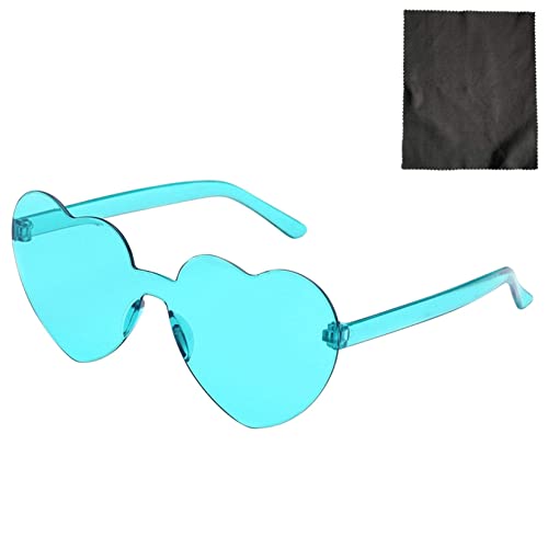 VIAS Retro Herz brille Damen Randlose Bunte Sonnenbrille, Herz-Effekt Beugungsbrille, Sonnenbrille für Strand, SommerAbschlussball, Feste, Kostüm Zubehör (S4) von VIAS