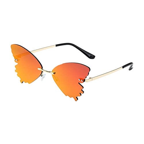 VIAS Retro Herz brille Damen Randlose Bunte Sonnenbrille, Herz-Effekt Beugungsbrille, Sonnenbrille für Strand, SommerAbschlussball, Feste, Kostüm Zubehör (Schmetterlings-I) von VIAS