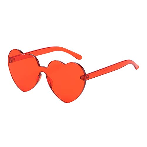 VIAS Retro Herz brille Damen Randlose Bunte Sonnenbrille, Herz-Effekt Beugungsbrille, Sonnenbrille für Strand, SommerAbschlussball, Feste, Kostüm Zubehör (rot) von VIAS