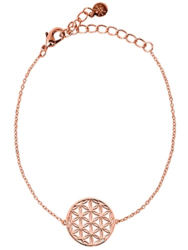 VIASOUL® Armband Blume des Lebens I Lebensblume Armband für Damen I Flower of Life Anhänger I Mit 585er Gold überzogen I Die Original Blumen Armkette (Rose) von VIASOUL