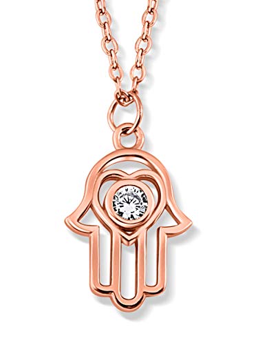 VIASOUL® Halskette Hand der Fatima I Hand Kette für Damen aus 925er Silber I Mit 585er Gold überzogen I Die Original Hamsa Kette von VIASOUL