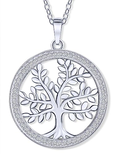 VIASOUL® Halskette Lebensbaum II Baum des Lebens Kette für Damen I Tree of Life aus 925er Silber I Mit 585er Gold überzogen I Der Lebensbaum mit Echtsilber-Zertifikat (Silber) von VIASOUL