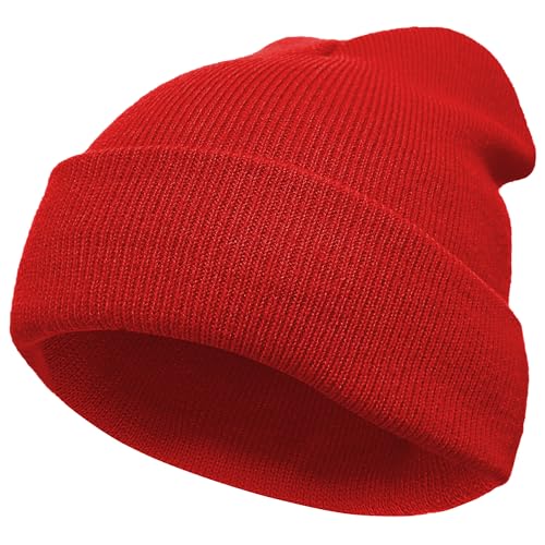 VIAUMBR Beanie Mütze Wintermütze Herren Damen Strickmütze Winter Mütze Beanie Hat Sportmütze Strick Bündchen Thermo Weich Atmungsaktiv Klassische Unisex V043 Rot von VIAUMBR