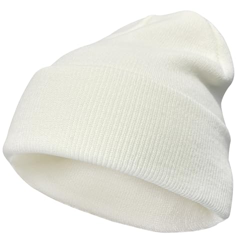 VIAUMBR Beanie Mütze Wintermütze Herren Damen Strickmütze Winter Mütze Beanie Hat Sportmütze Strick Bündchen Thermo Weich Atmungsaktiv Klassische Unisex V043 Weiß von VIAUMBR